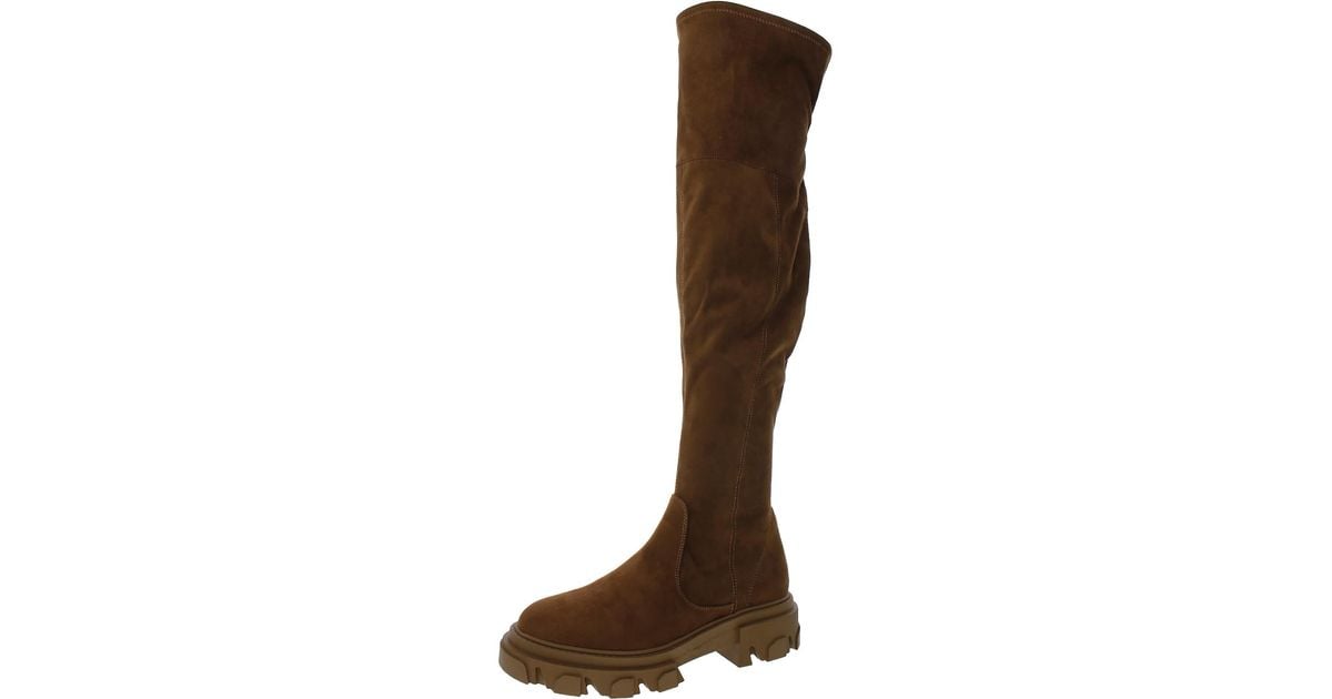 Nine West Cellie Faux Suede Tall Over the knee Boots in Brown Lyst