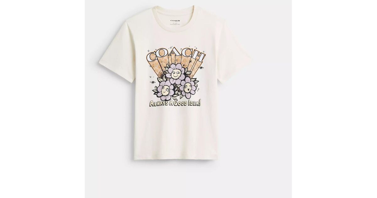 COACH Play Daisy Classic T Shirt in White | Lyst