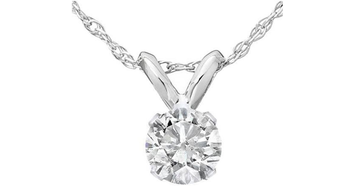 Pompeii3 1/3ct Round Solitaire Pendant Diamond Necklace in Metallic Lyst