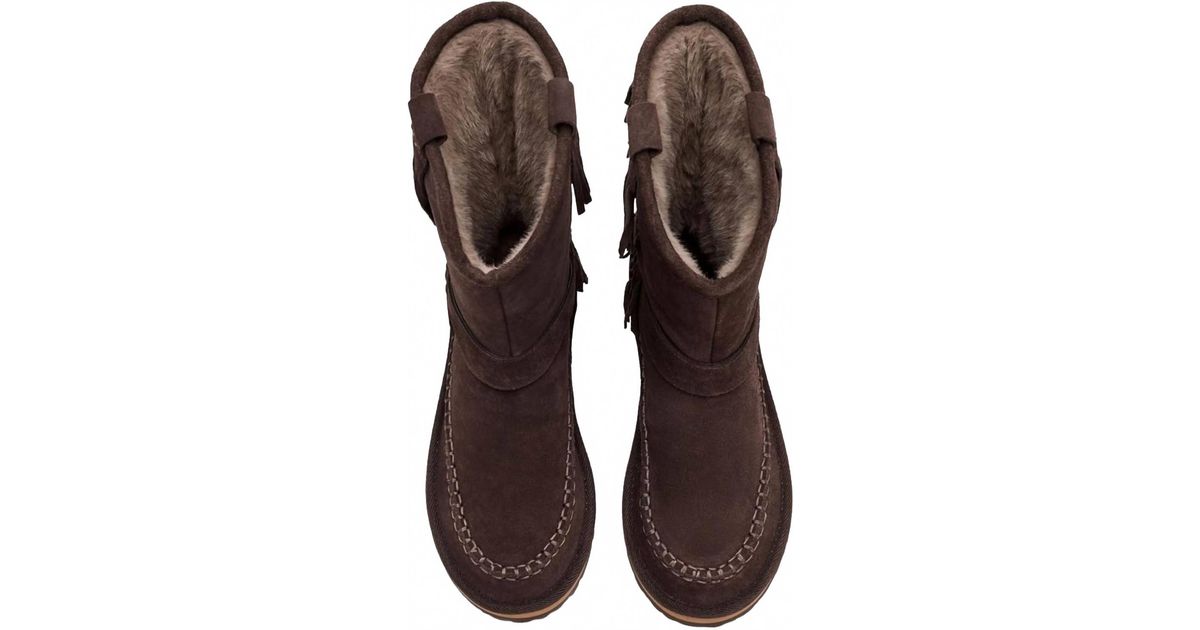 Free People Faye Fringe Pull On Boots in Brown | Lyst