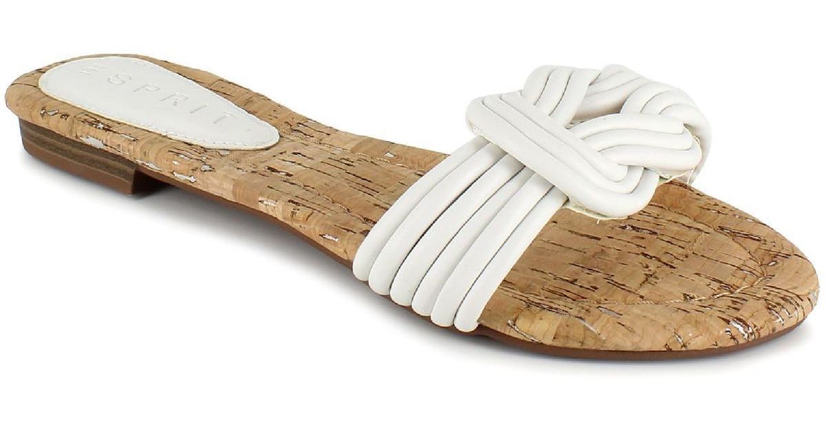 Esprit Katelyn Faux Leather Flip Flop Flat Sandals in White | Lyst