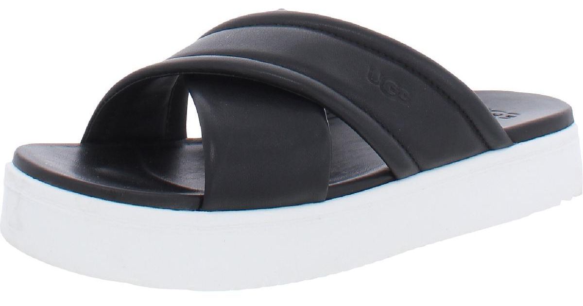 UGG Zayne Crossband Leather Open Toe Platform Sandals in Black | Lyst