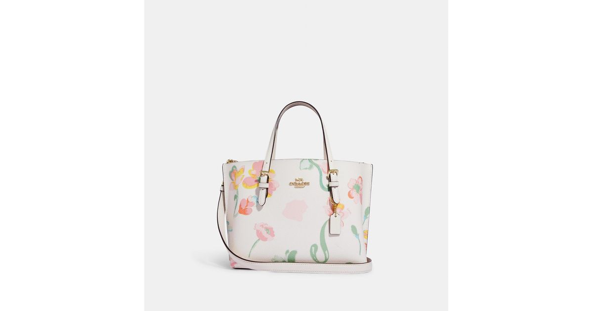 COACH 'print Dinky' Floral Applique Crossbody Bag in White | Lyst