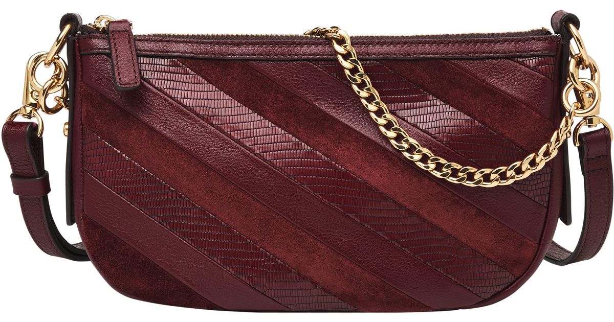 Fossil Jolie Litehide Leather Patchwork Baguette in Red Lyst