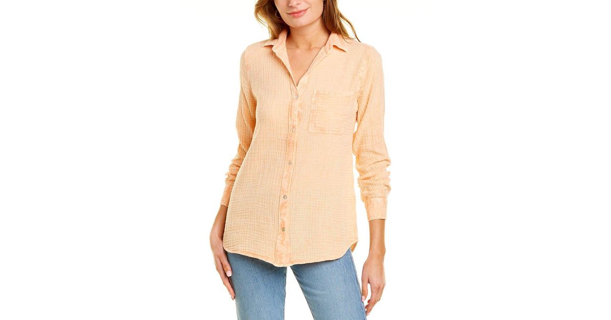 LOLA RIVER Malia Gauze Shirt in Orange Lyst