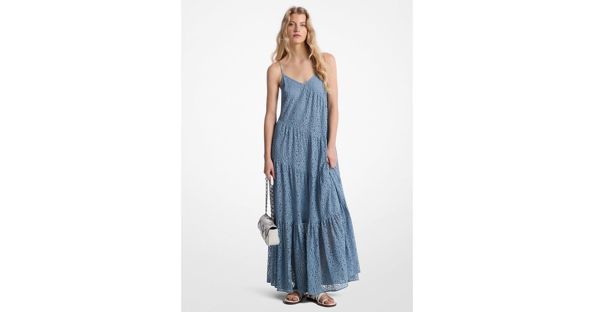 chinese dress ladies Michael By Michael Kors Pale Blue Lace Long Sleeve Dress  Phoenix Style