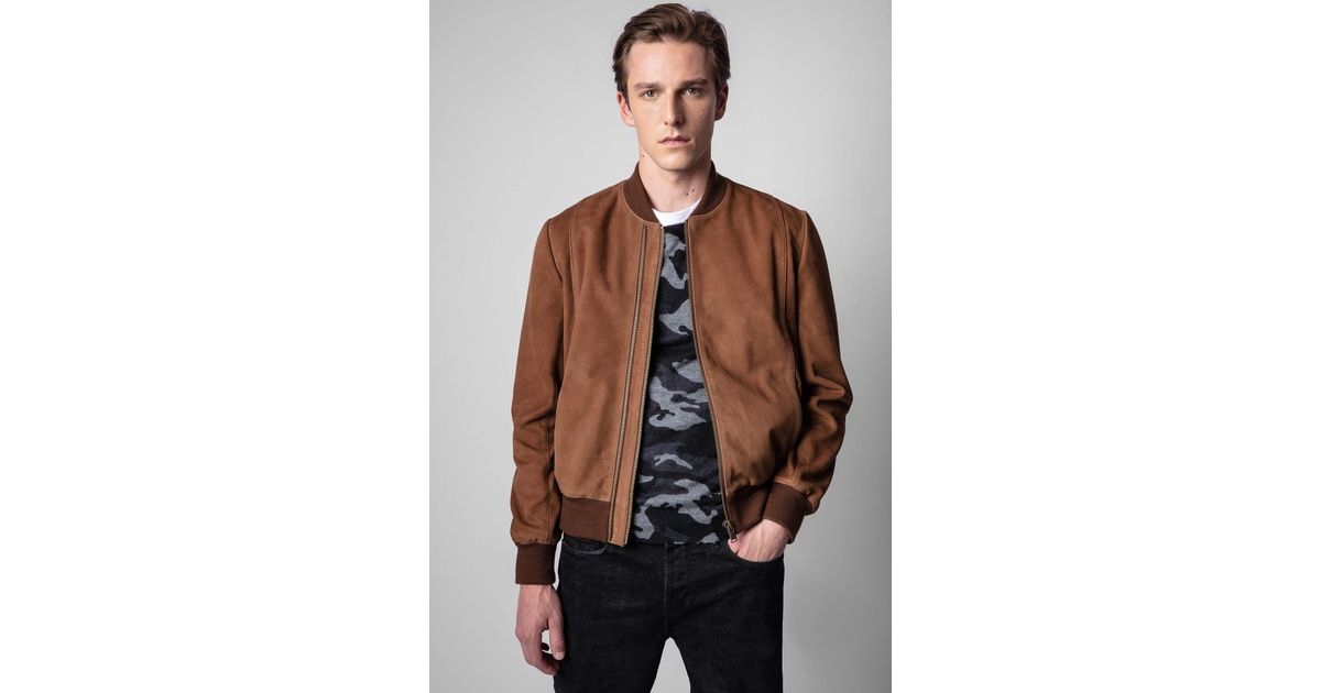 Zadig & Voltaire Larson Suede Bomber Jacket Leather in Black for Men | Lyst