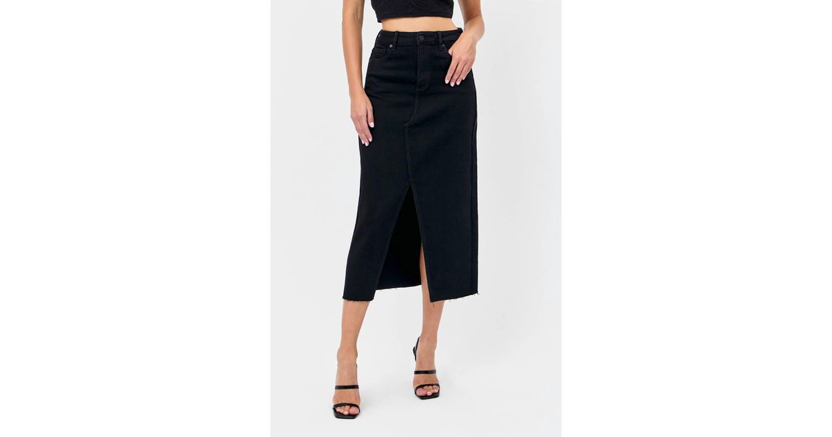 Hidden Jeans Jean Midi Skirt in Black | Lyst