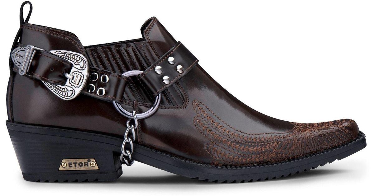 Infinity Leather Eagle Cuban Heel Leather Cowboy Shoes in Black for Men ...