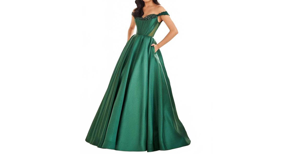 Ellie Wilde Evening Gown in Green | Lyst