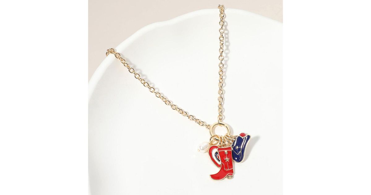 Fashnzfab Enamel American Usa Flag Western Cowboy Boot Hat Heart Pearl ...