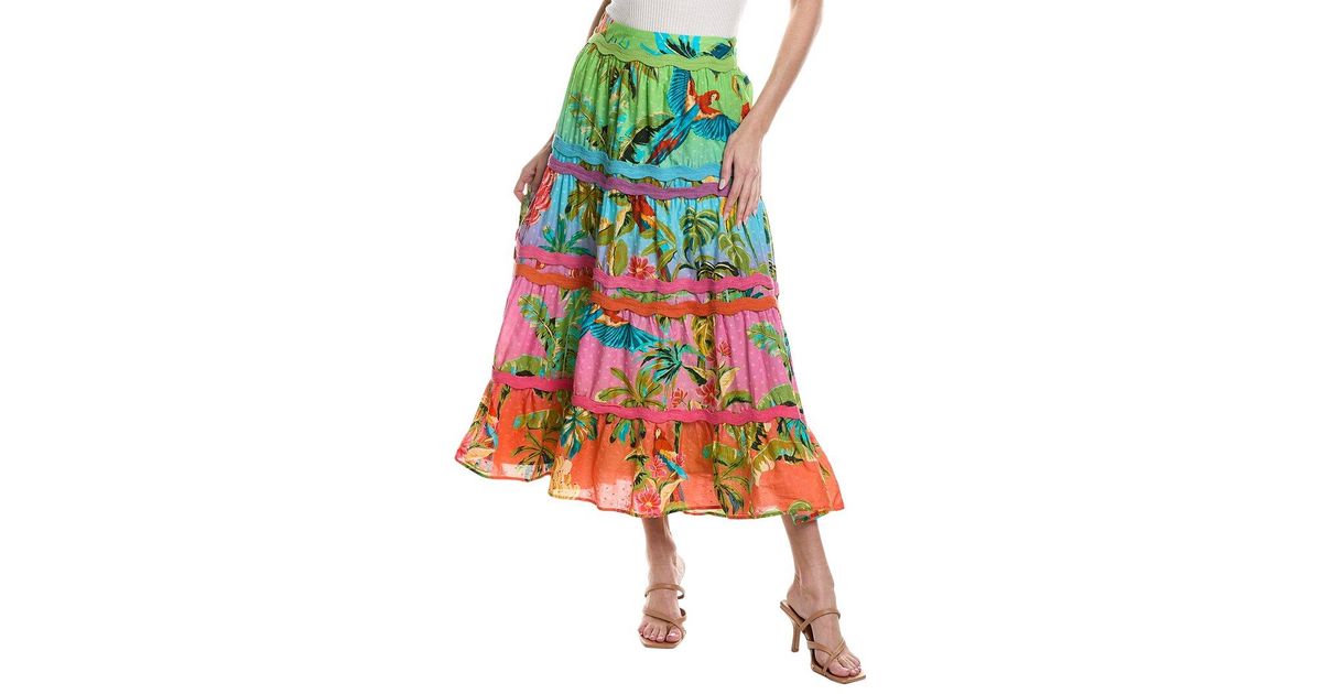FARM Rio Ombre Forest Midi Skirt in Green | Lyst