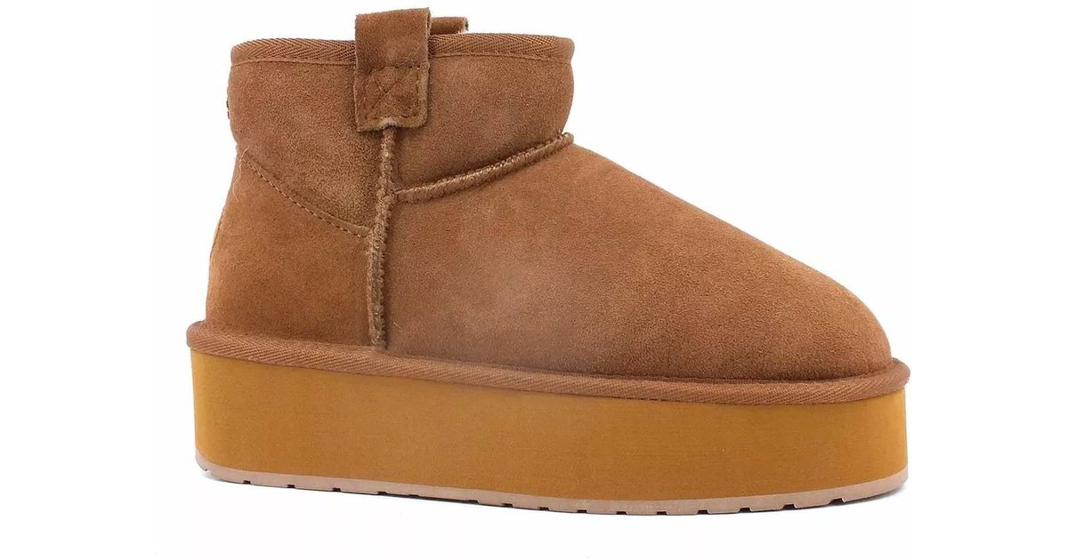 EMU Foy Flatform Micro Boots in Brown | Lyst
