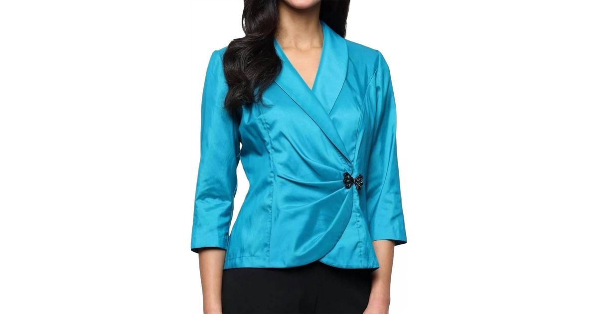 Alex Evenings 3/4 Sleeve Taffeta Blouse With Side Closure in Blue | Lyst