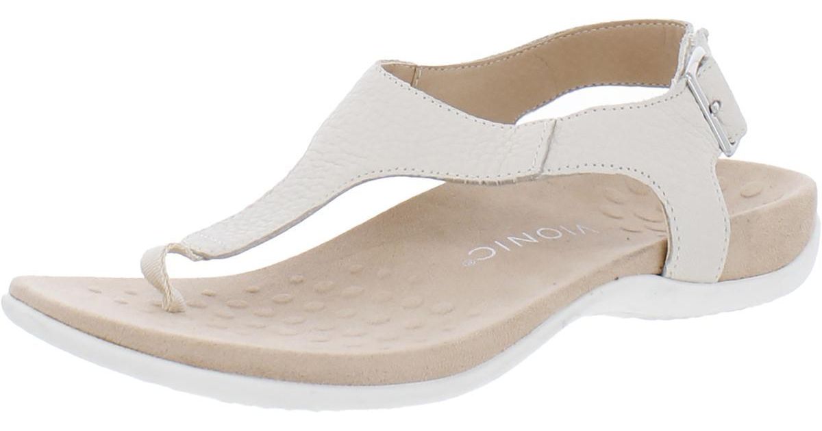 Vionic Terra Leather Thong Slingback Sandals in Natural | Lyst