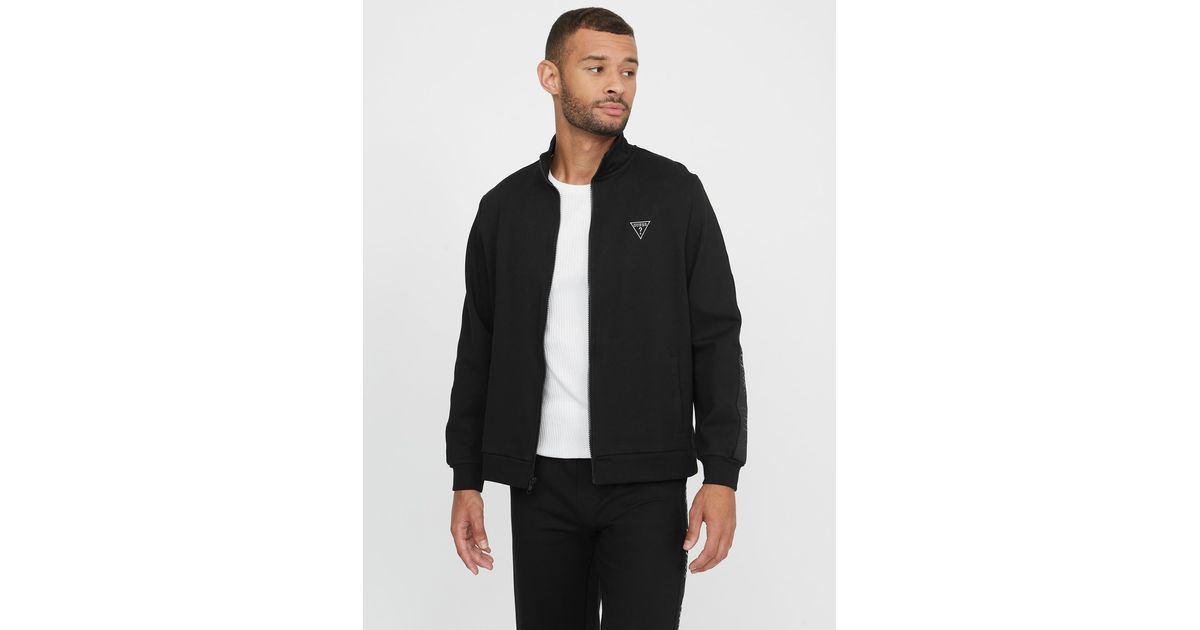 Guess Factory Eco Andrew Logo Zip-up Jacket in Black for Men | Lyst