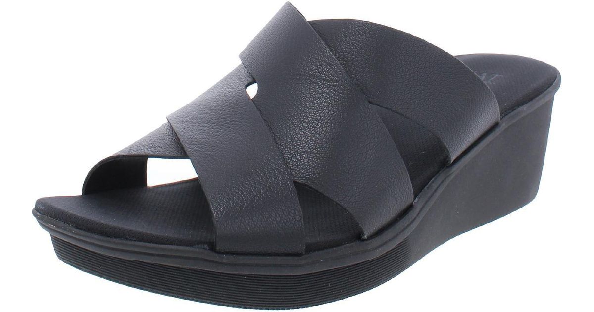 Naturalizer Rowena Leather Slip On Wedge Sandals in Gray | Lyst