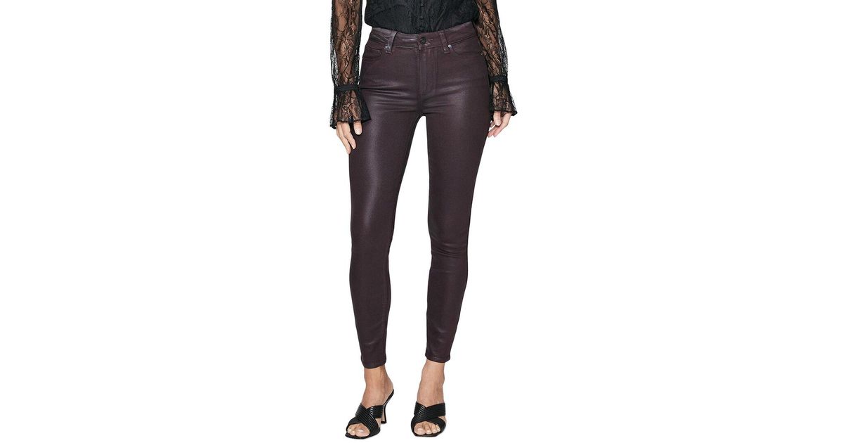 PAIGE Denim Hoxton Black Cherry Luxe Coating Highrise Ankle Jean in