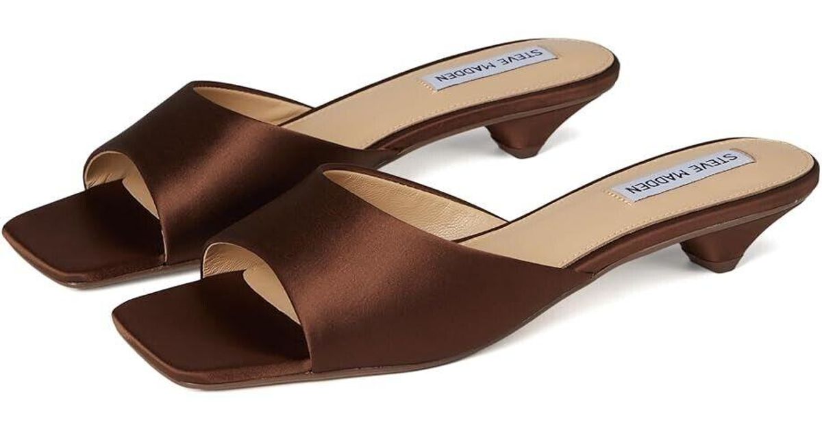 Steve Madden Joanie Satin Kitten Heel Pumps in Brown Lyst