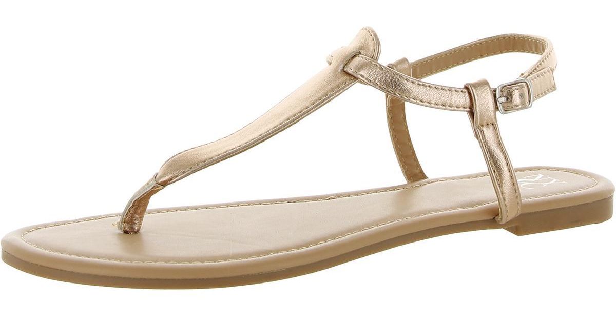 New York & Company Faux Leather Thong Ankle Strap in White | Lyst
