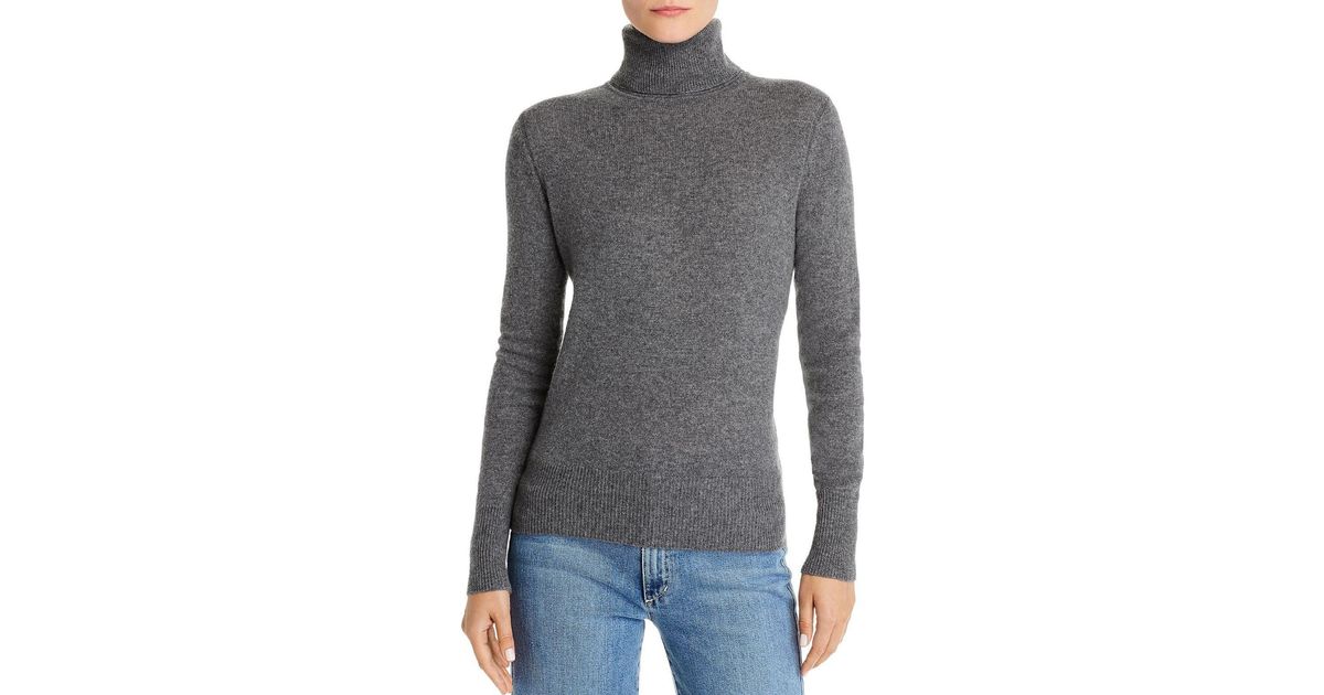 Equipment Delafine Cashmere Ribbed Trim Turtleneck Sweater in Gray | Lyst