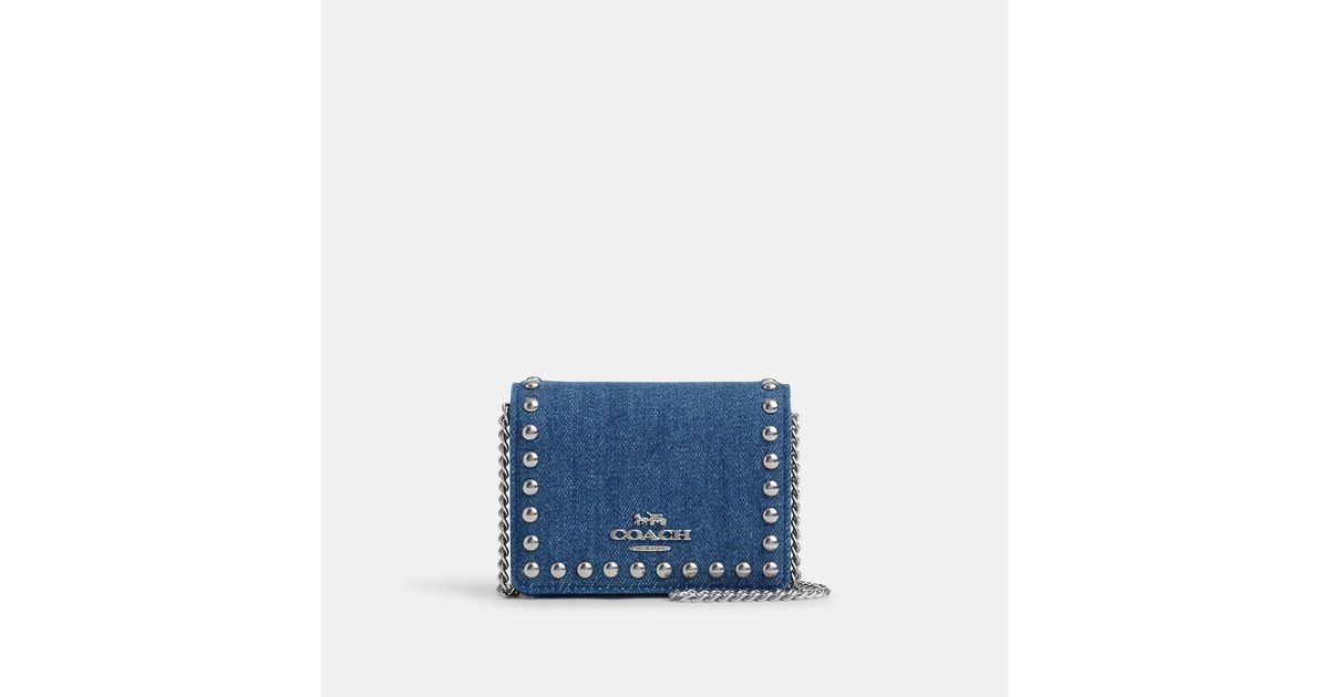 Coach Outlet Mini Wallet On A Chain With Rivets in Blue Lyst