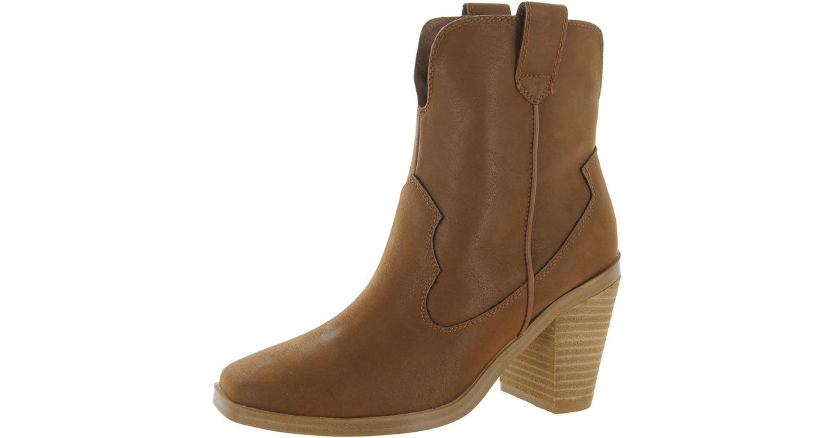 MIA Markus Leather Square Toe Ankle Boots in Brown | Lyst