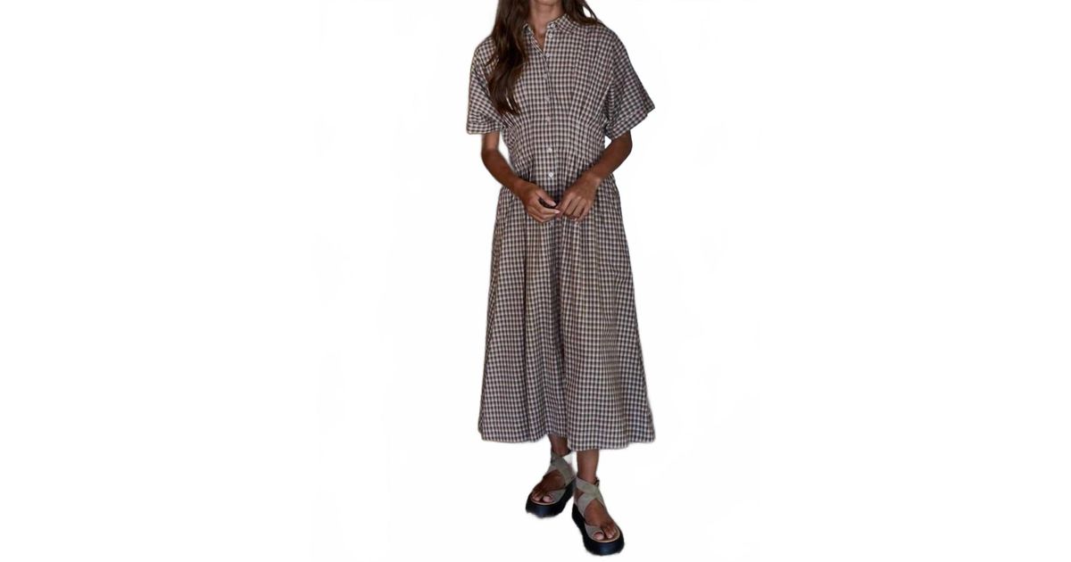 By Together Gingham Button Down Flare Maxi Dress in Gray | Lyst By Together Gingham Button Down Flare Maxi Dress in Gray | Lyst