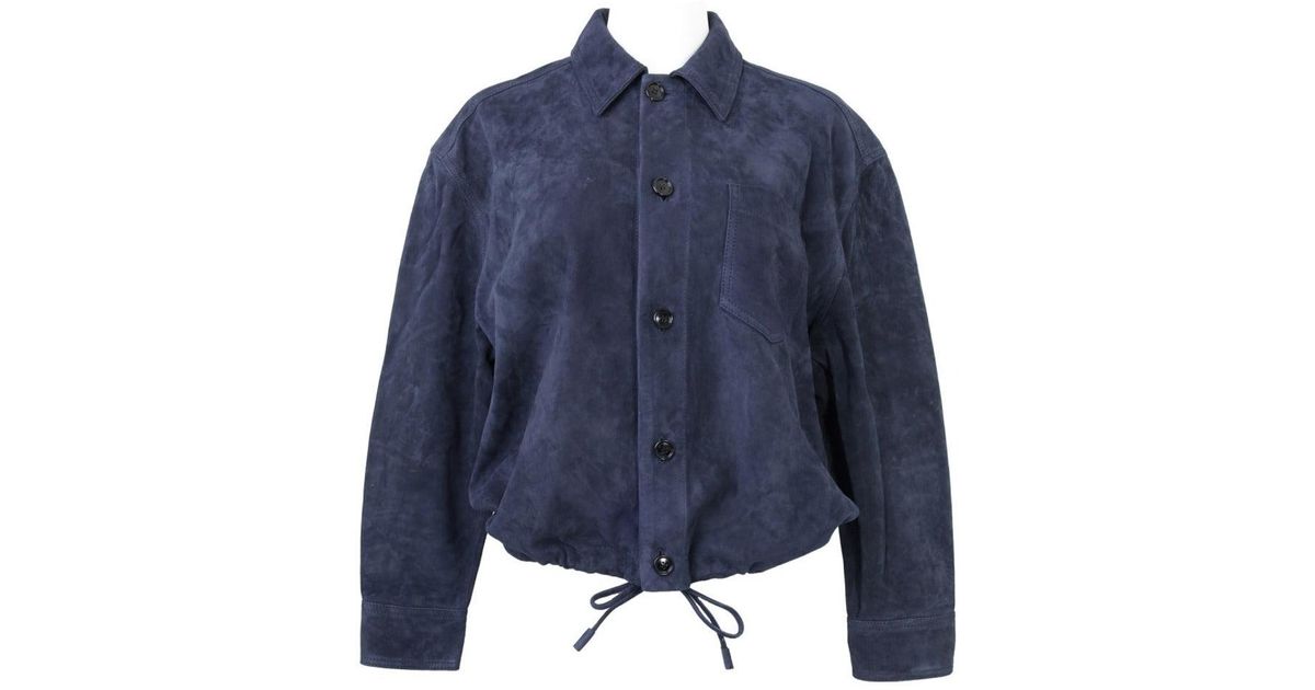 Ami Paris Goat Leather Jacket With Adjustable Hem in Blue for Men | Lyst