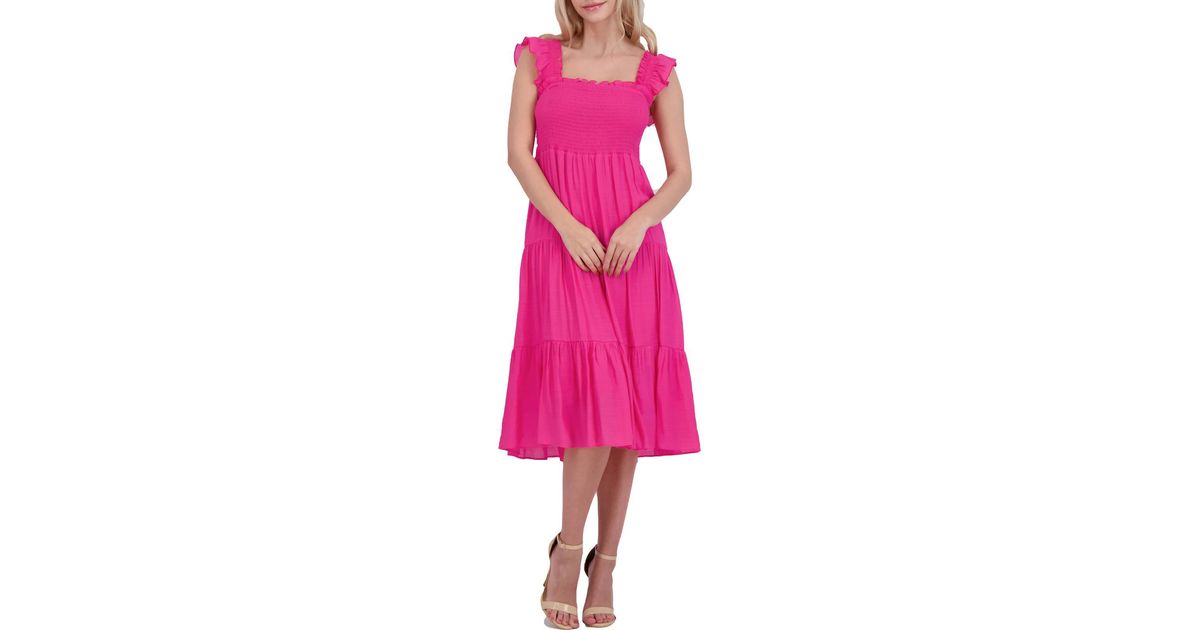 Nanette Lepore Textured Ruffle Sleeve Maxi Dress in Pink | Lyst