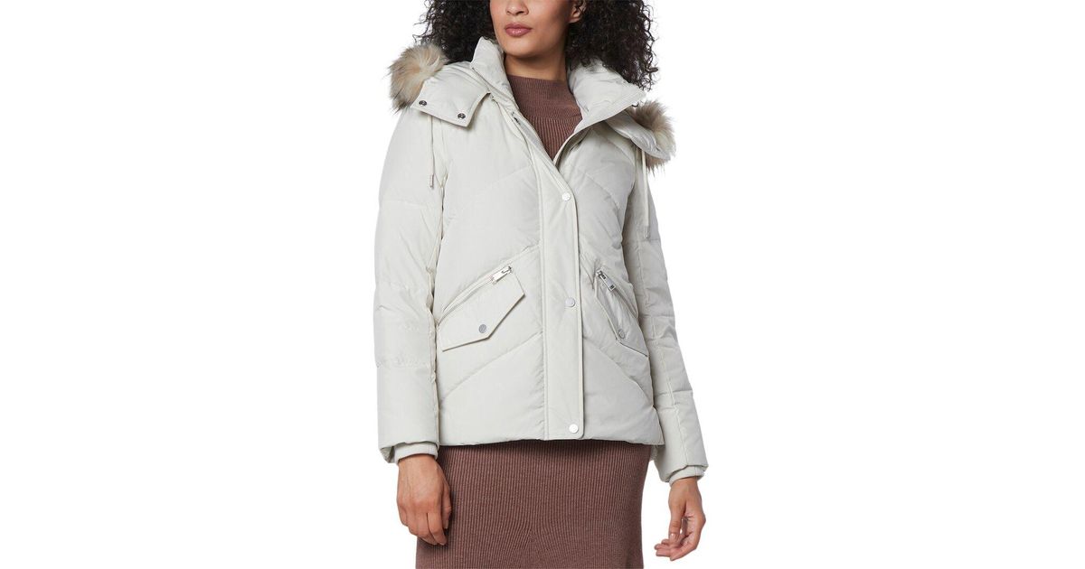 Andrew marc chevron cheap stripe puffer jacket