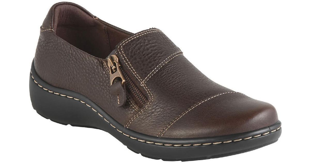 Clarks Cora Harbor Leather Slip On Loafers in Brown | Lyst