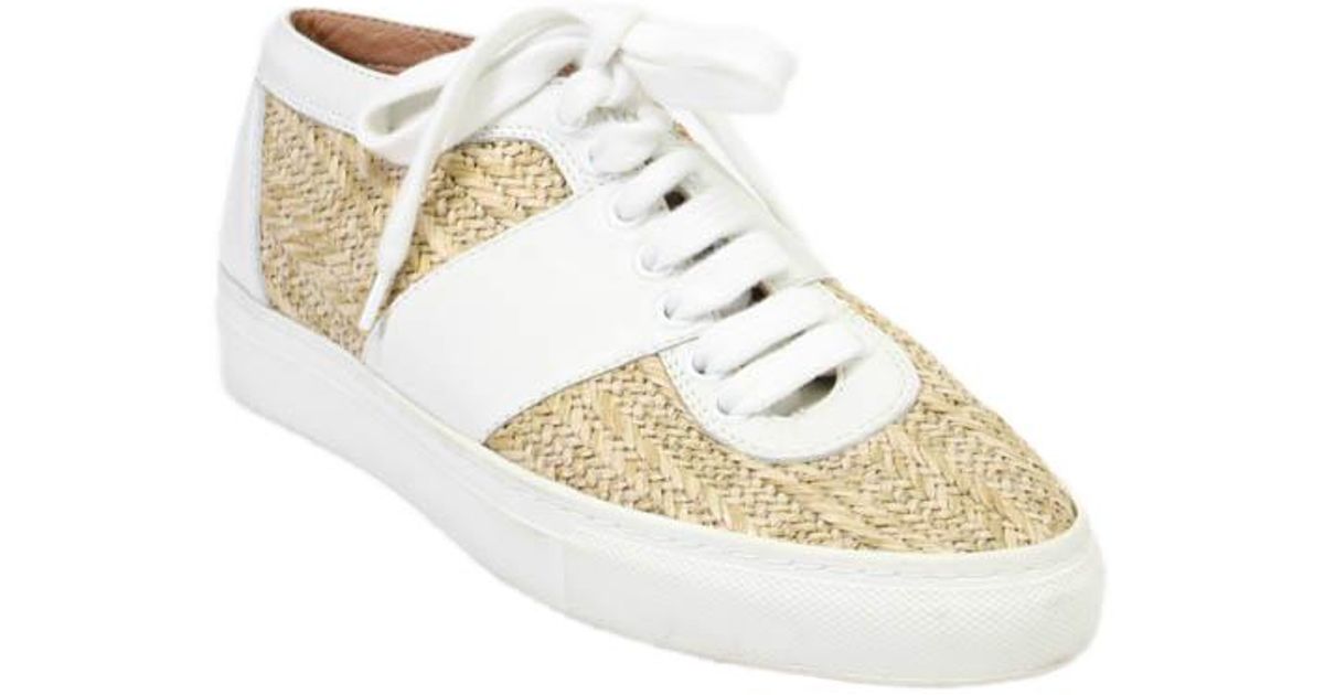 Laurence Dacade Lace Up Rubber Sole Raffia Sneakers in Metallic | Lyst