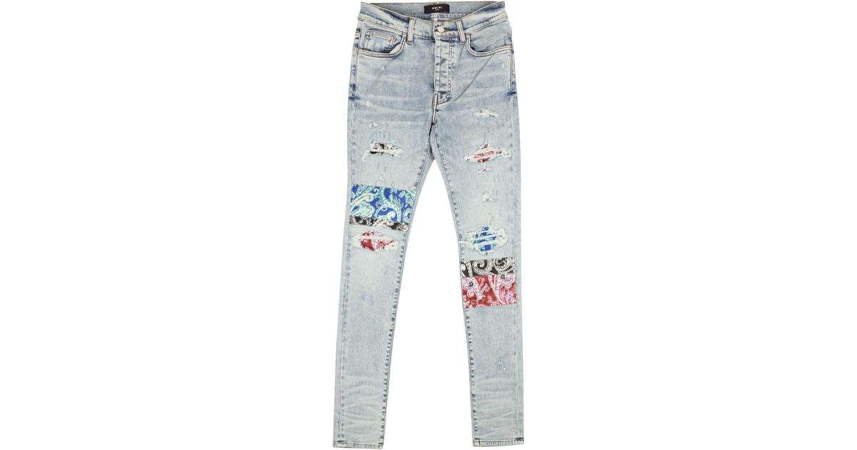 Amiri Pajama Art Patch Skinny Jeans in Blue for Men | Lyst