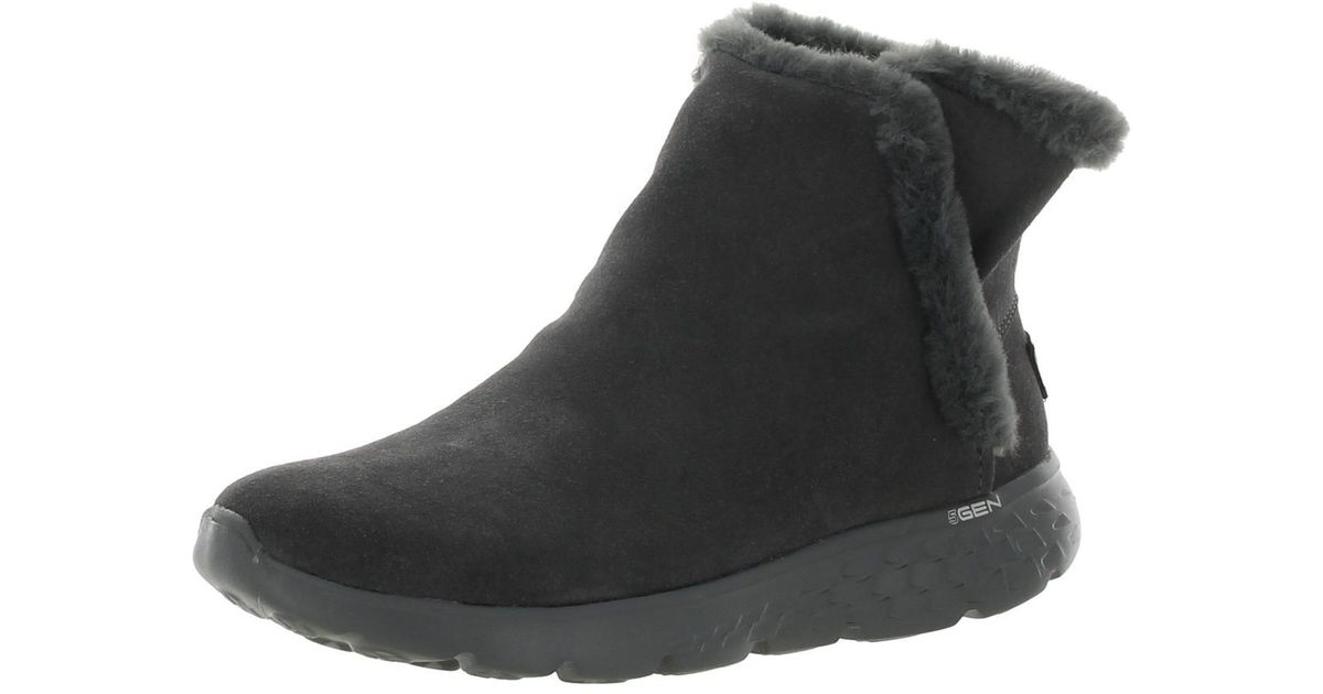Skechers On-the-go 400 - Blaze Suede Winter Ankle Boots in Black | Lyst