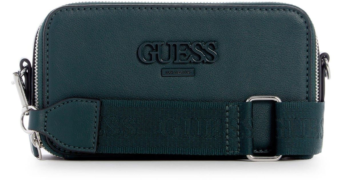 Guess Factory Leather Lewistown Double Zip Crossbody in Gray Lyst