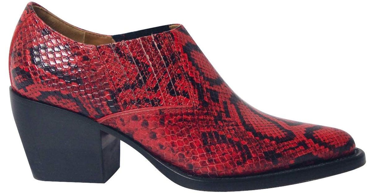Chloé Rylee Snake-Effect Ankle Boots in Red | Lyst