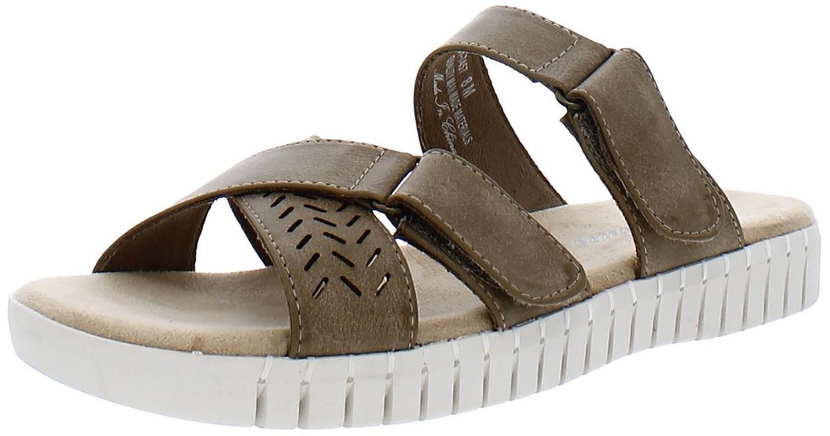Easy Street Patricia Slip On Flat Slide Sandals in Brown | Lyst