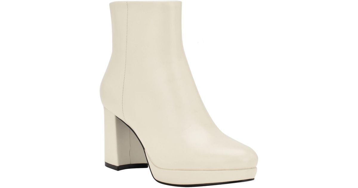 faux leather block heel booties