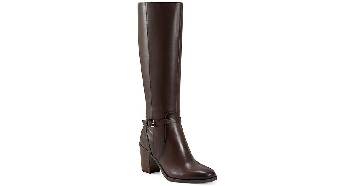 Easy Spirit Leather Belted Mid Calf Boots in Brown Lyst