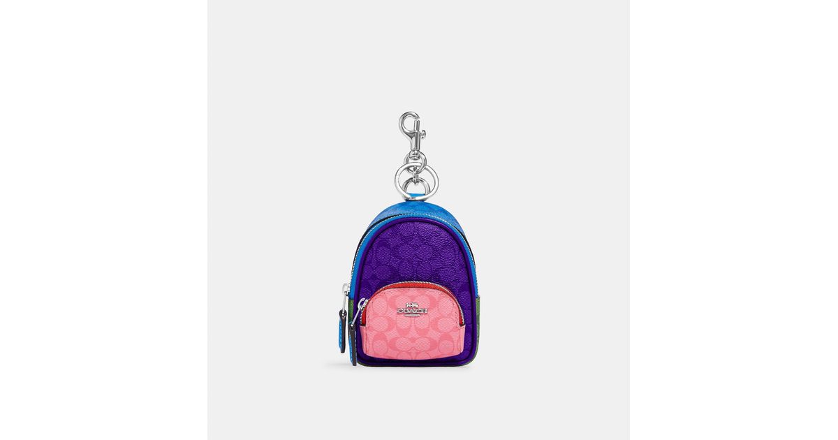 Coach Outlet Mini Court Backpack Bag Charm In Colorblock Signature