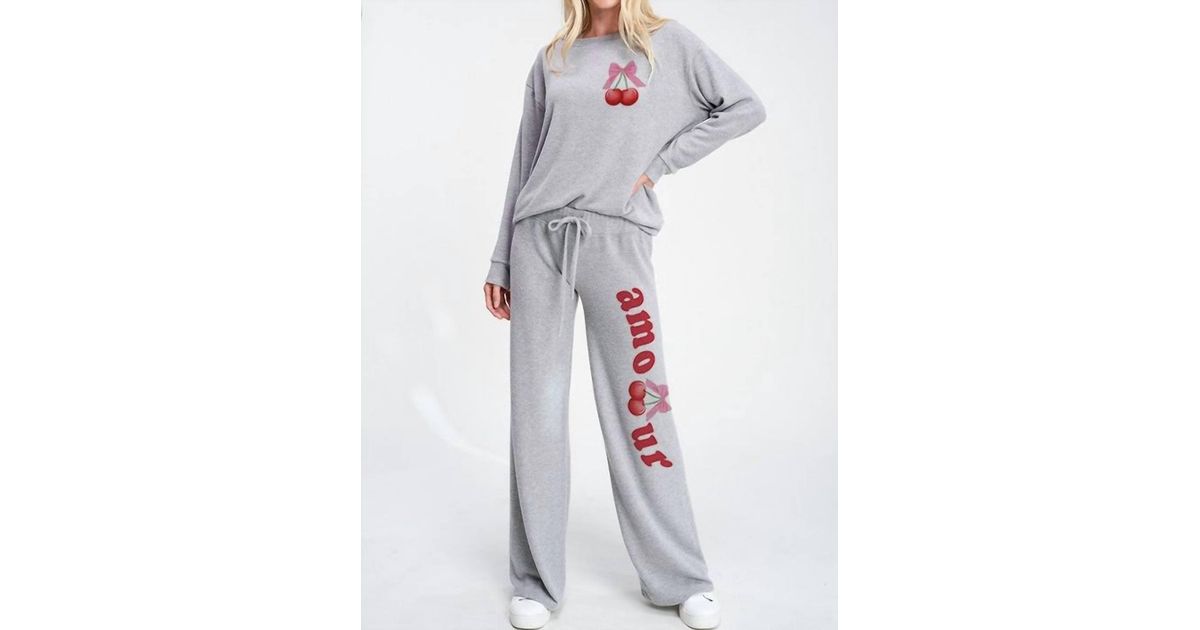 Set Phil Ru Phil Love Amour Cherry Loungewear Set in White | Lyst
