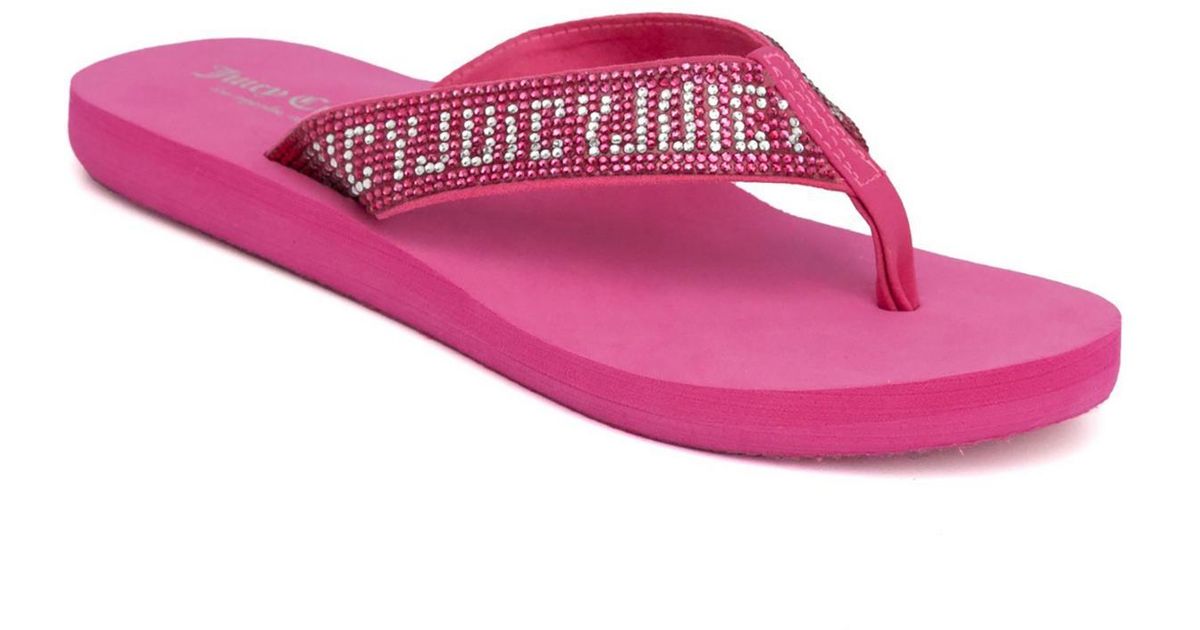 Juicy Couture Shockwave Rhinestone Toe-post Flip-flops in Pink | Lyst