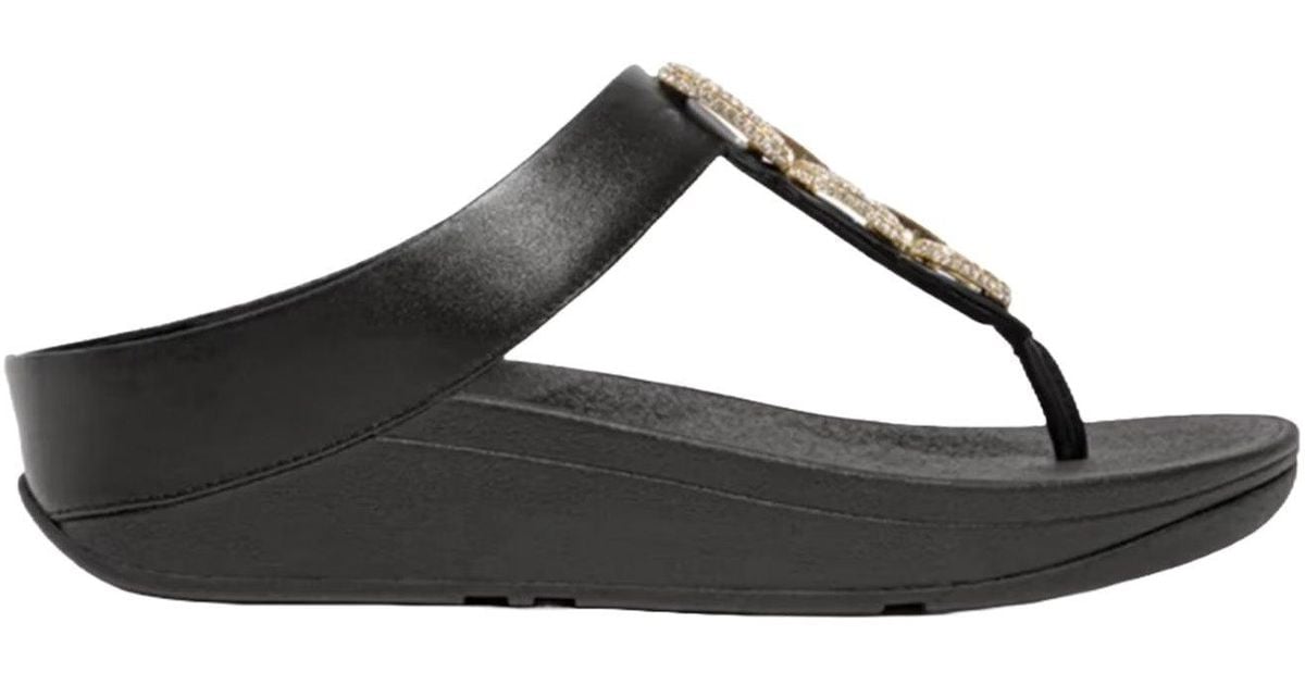 Crystal Toe Fitflop Fino Crystal Chain Toe Post Sandal in Black | Lyst
