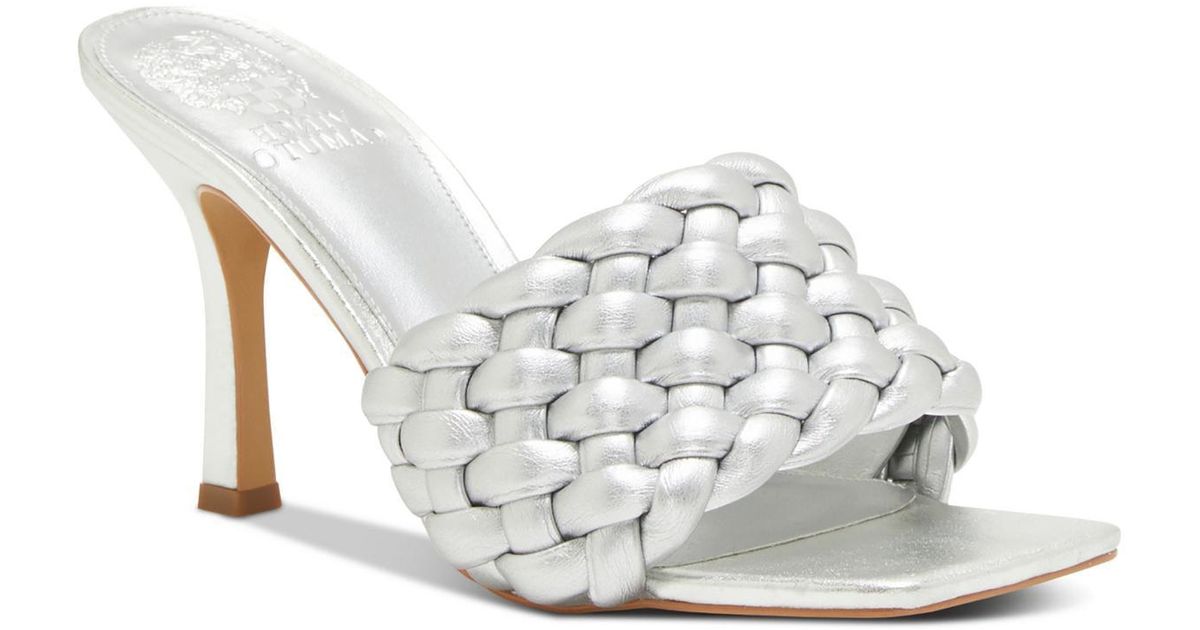 Vince Camuto Brinela Leather Woven Heels in White | Lyst