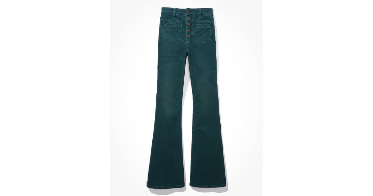 American Eagle Outfitters Ae Stretch Corduroy Super High-waisted Flare Pant  in Blue