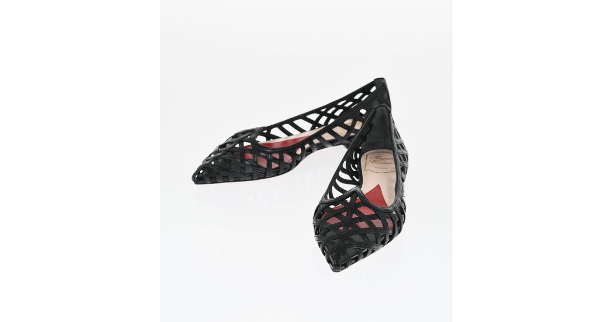 Rodger Cut Out Roger Vivier Leather Point Toe Ballet Flats With Cut-Out Details in ...