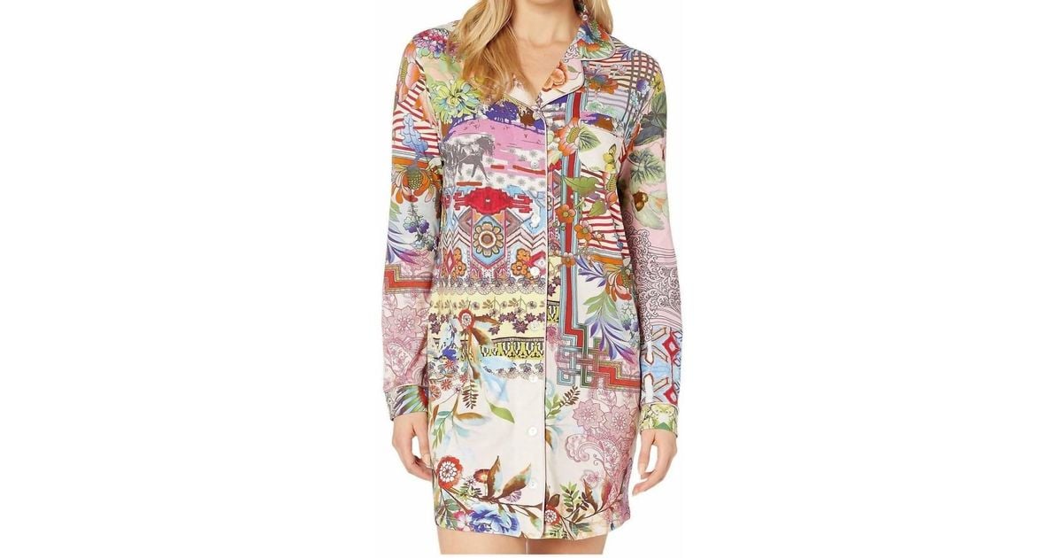 Johnny Was Dreamer Long Sleeve Sleep Shirt Lyst