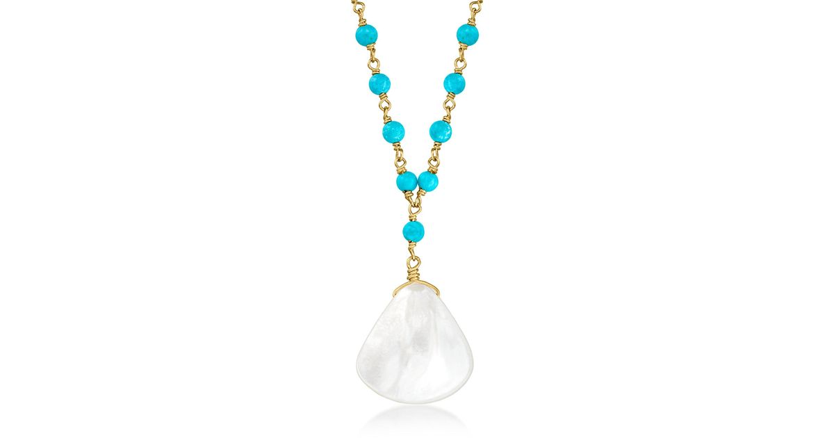 Ross Simons 925 Silver 7-Strand Pearl Turquoise & Quartz Gemstone Necklace  20