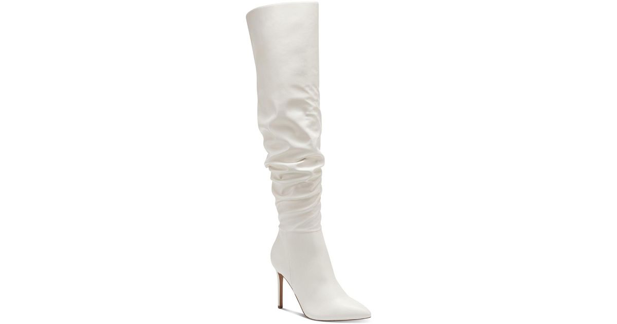 INC Iyonna Slouchy Faux Leather Overtheknee Boots in White Lyst